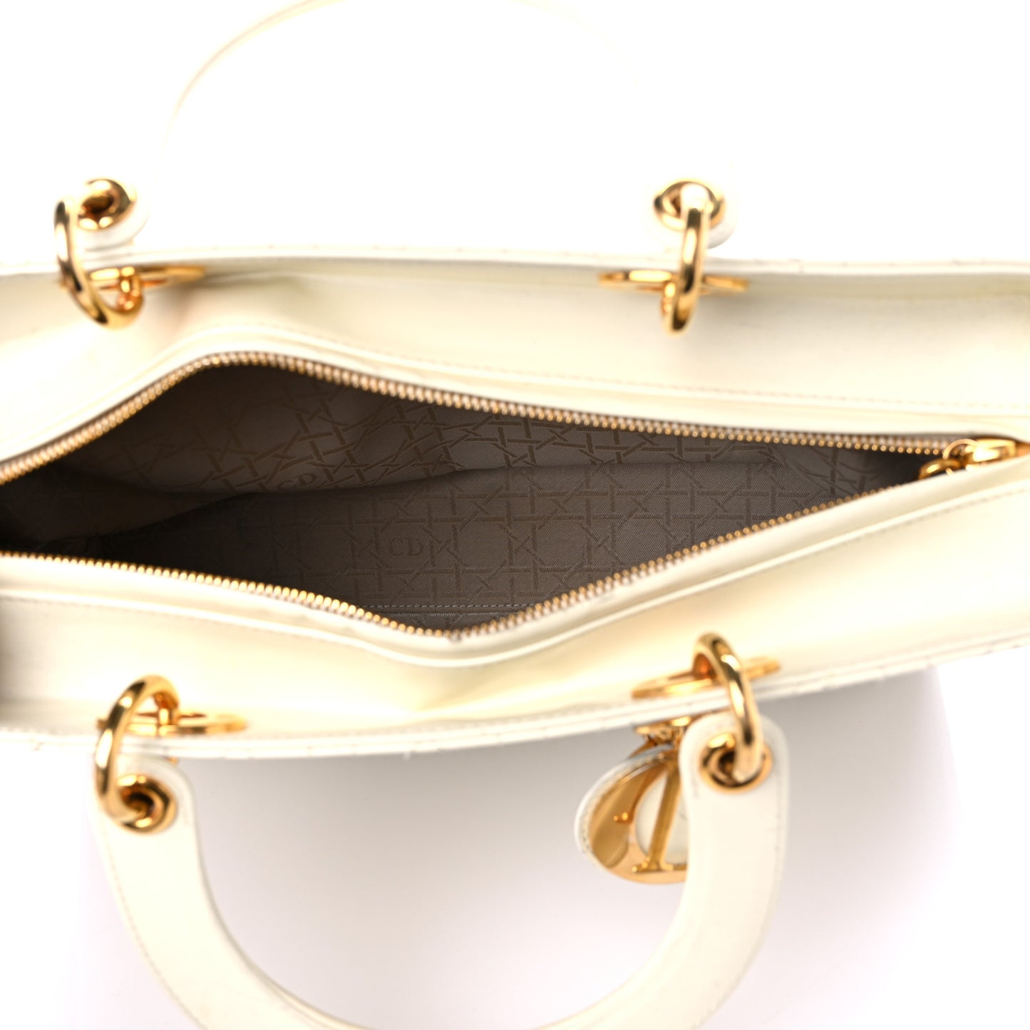 Lambskin Cannage Large Lady Dior White
