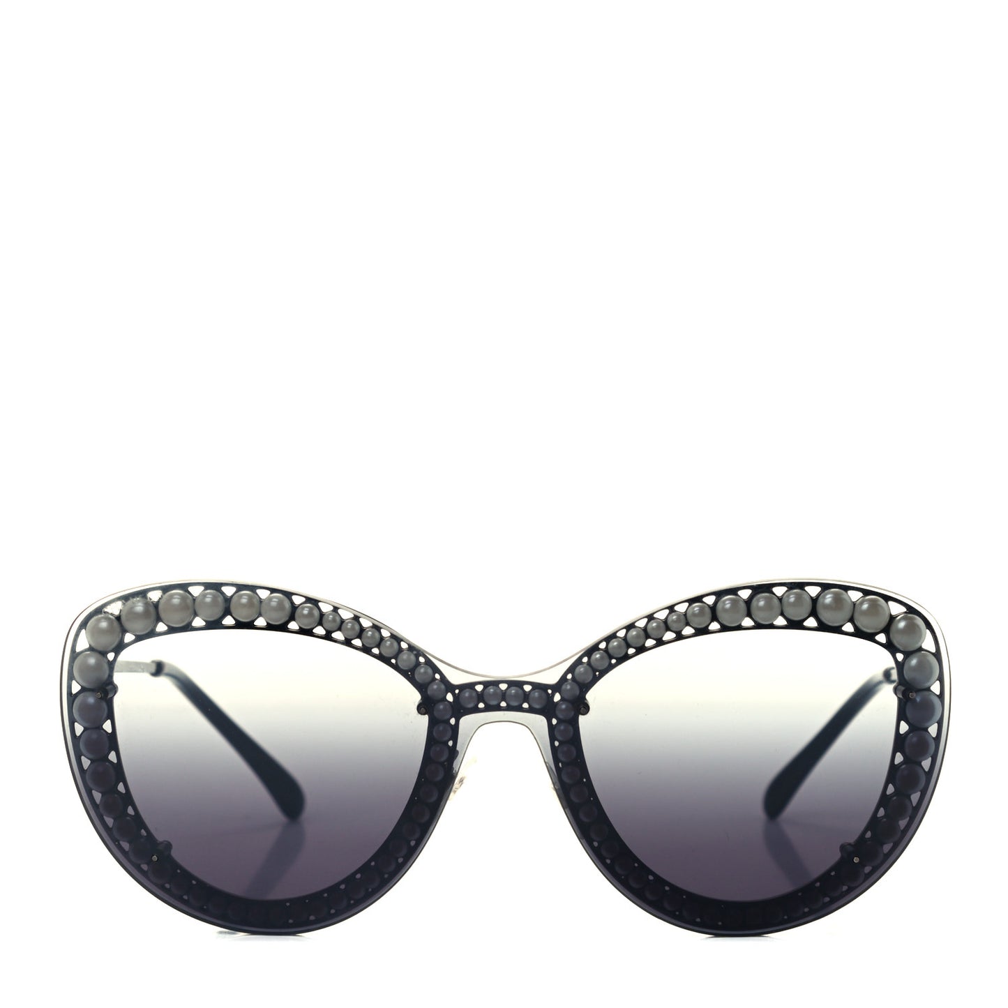 Acetate Metal Pearl Butterfly Sunglasses 4236-H Black Grey