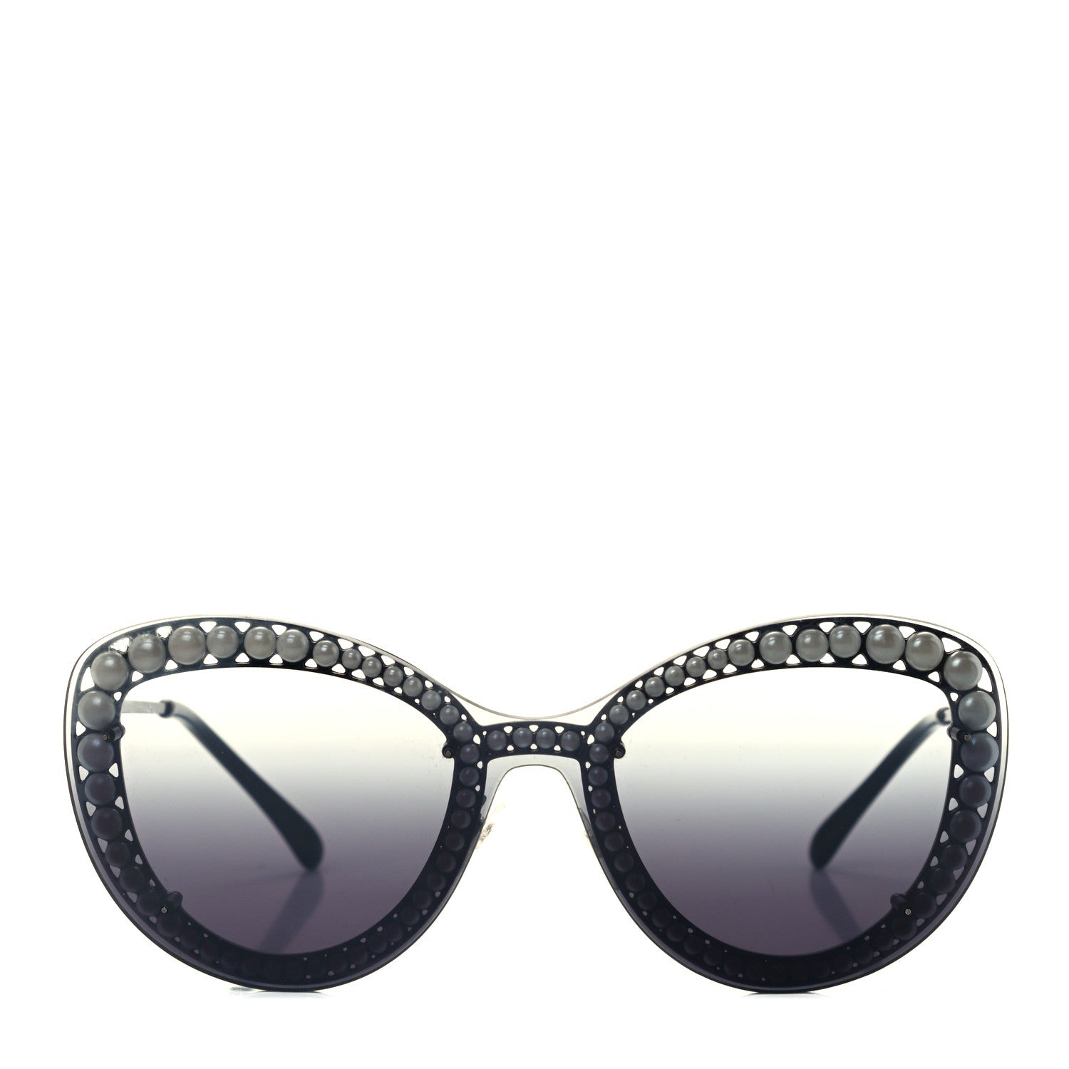 Chanel Acetate Metal Pearl Butterfly Sunglasses 4236-H Black Grey 2 of 7
