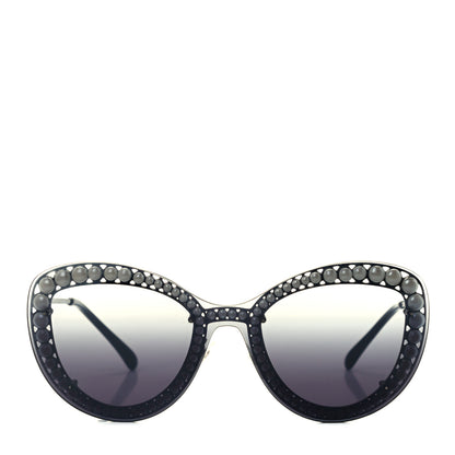 Chanel Acetate Metal Pearl Butterfly Sunglasses 4236-H Black Grey 2 of 7