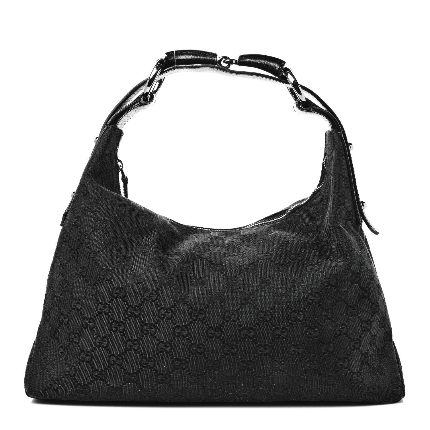 Gucci Monogram Medium Horsebit Chain Hobo Black 1 of 14