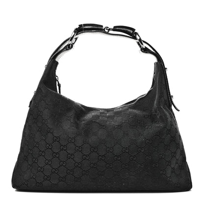 Gucci Monogram Medium Horsebit Chain Hobo Black 1 of 14