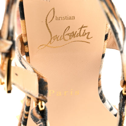 Christian Louboutin Toile Canvas Bengal Pyraclou 110 Wedge Sandals 40 Multicolor 7 of 9