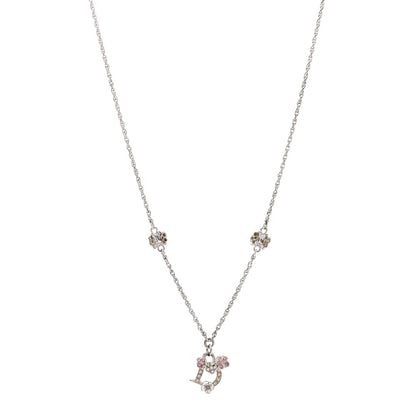 Christian Dior Crystal Flower Necklace Silver Pink 1 of 8