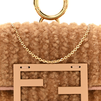 Fendi Shearling Nano Maxi Buckle Baguette Charm Camel 8 of 10