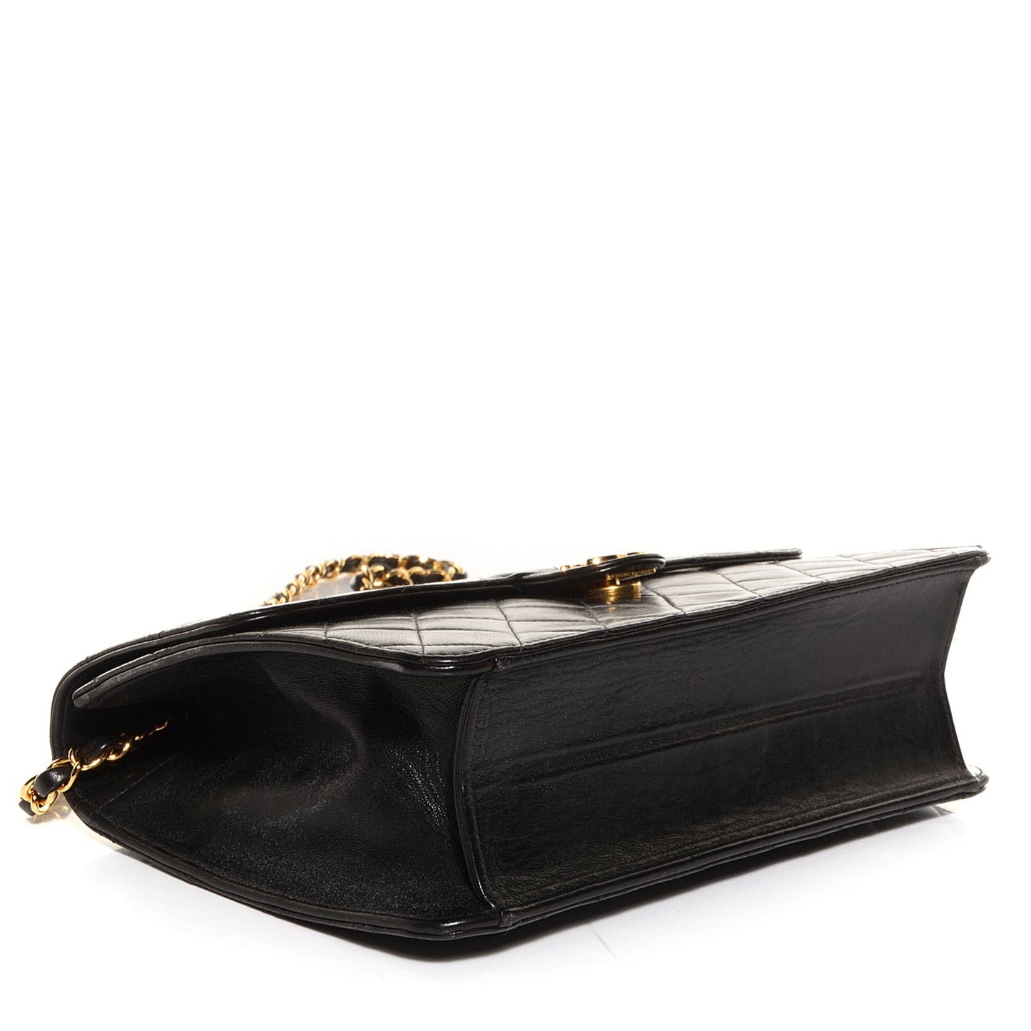 Lambskin Medium Single Flap Black