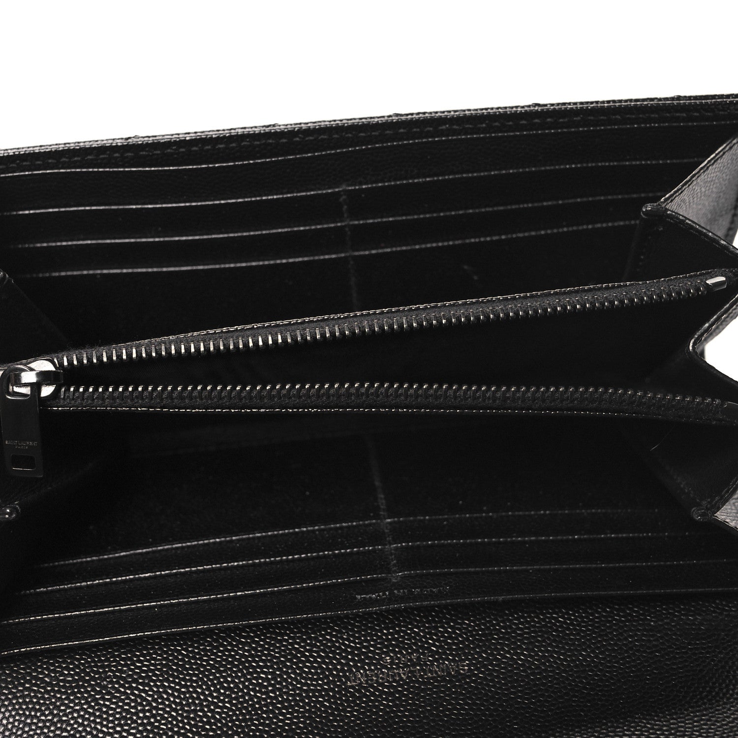 Saint Laurent Grain De Poudre Matelasse Chevron Monogram Flap Wallet Black 5 of 11