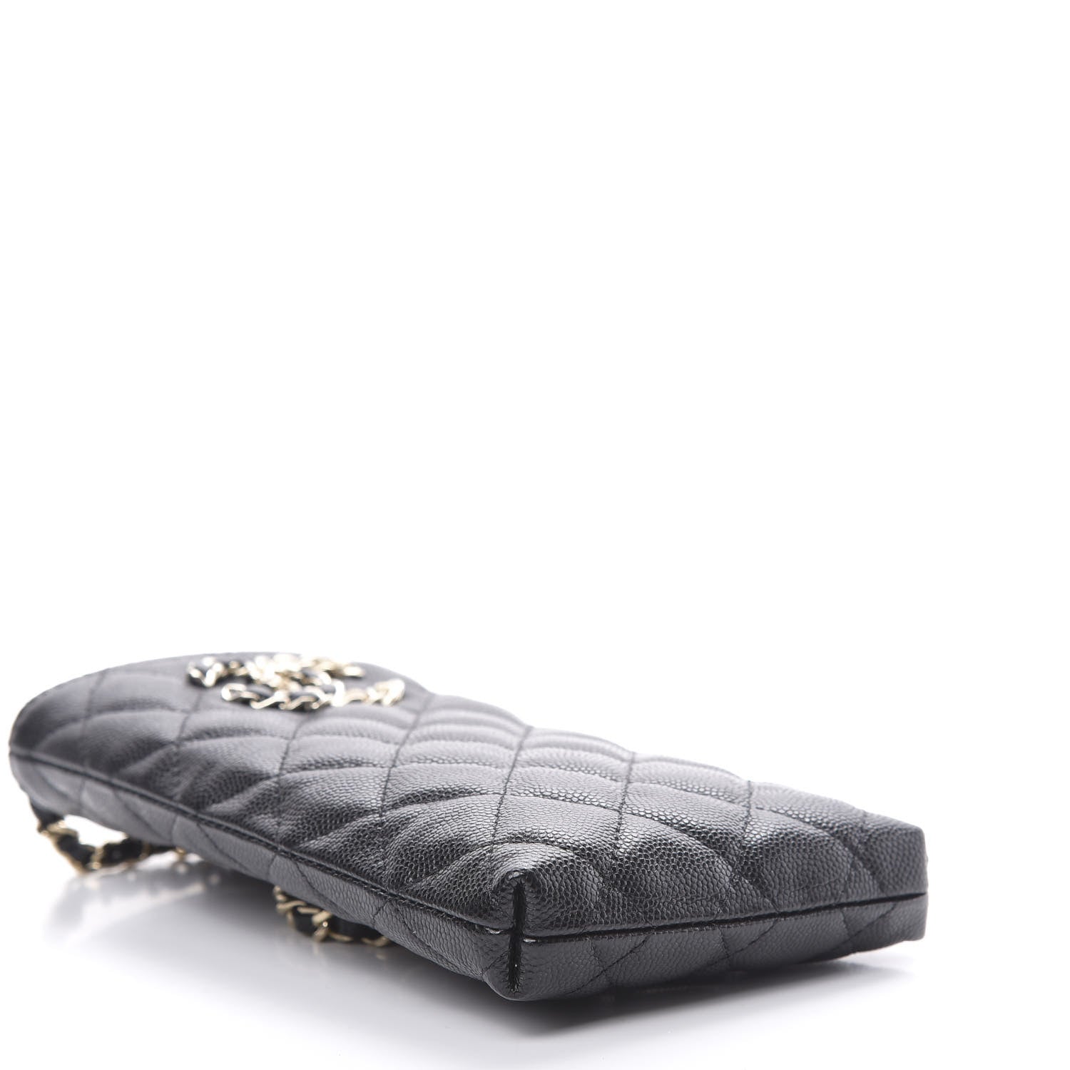 Chanel Caviar Quilted French New Wave Phone Holder With Chain Black 4 of 12