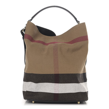 Burberry Canvas Mega Check Medium Ashby Hobo Black 1 of 11