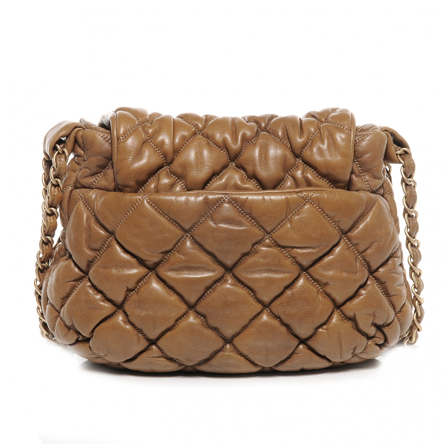 Chanel Lambskin Bubble Quilt Flap Bag Dark Beige 4 of 8