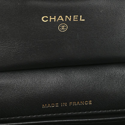 Chanel Calfskin Quilted Lady Handle Flap Card Holder With Chain Black 6 of 11