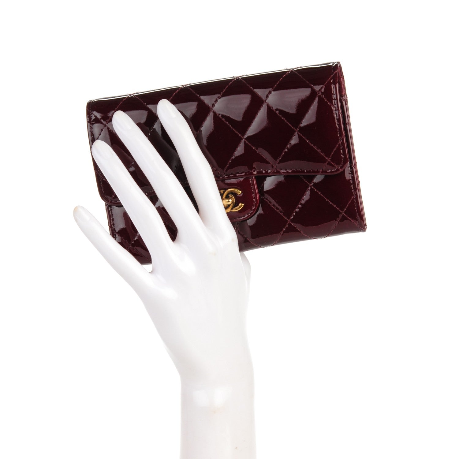 Chanel Patent Calfskin Quilted Small Flap Wallet Burgundy 2 of 8