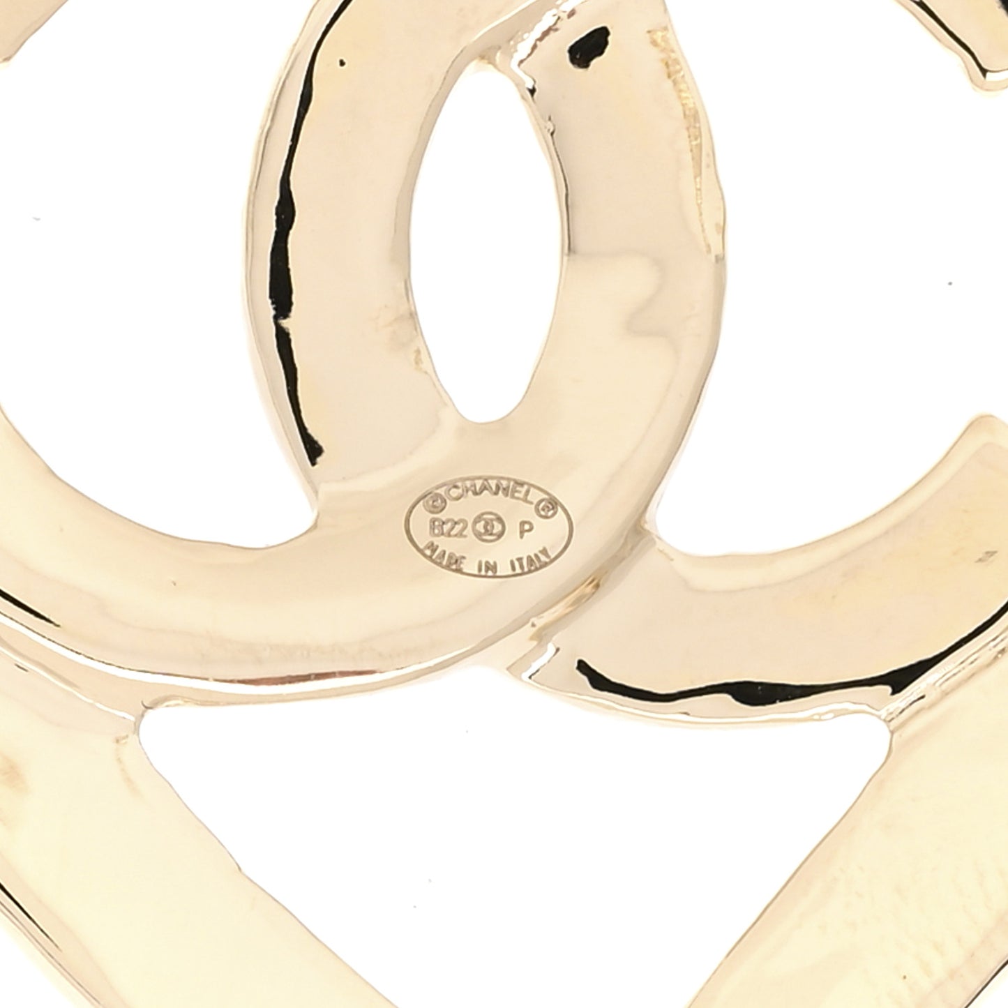 Metal CC Heart Coco In Love Hoop Earrings Gold