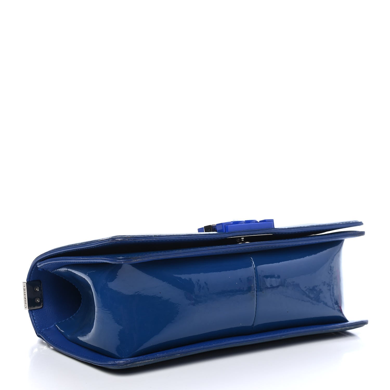 Chanel Patent Calfskin Quilted Medium Plexiglass Boy Flap Blue 4 of 13