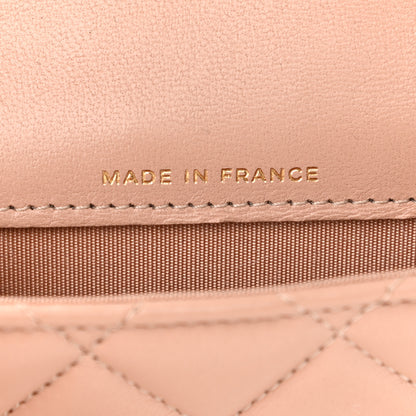 Chanel Lambskin Quilted Top Handle Flap Coin Purse With Chain Beige 8 of 13