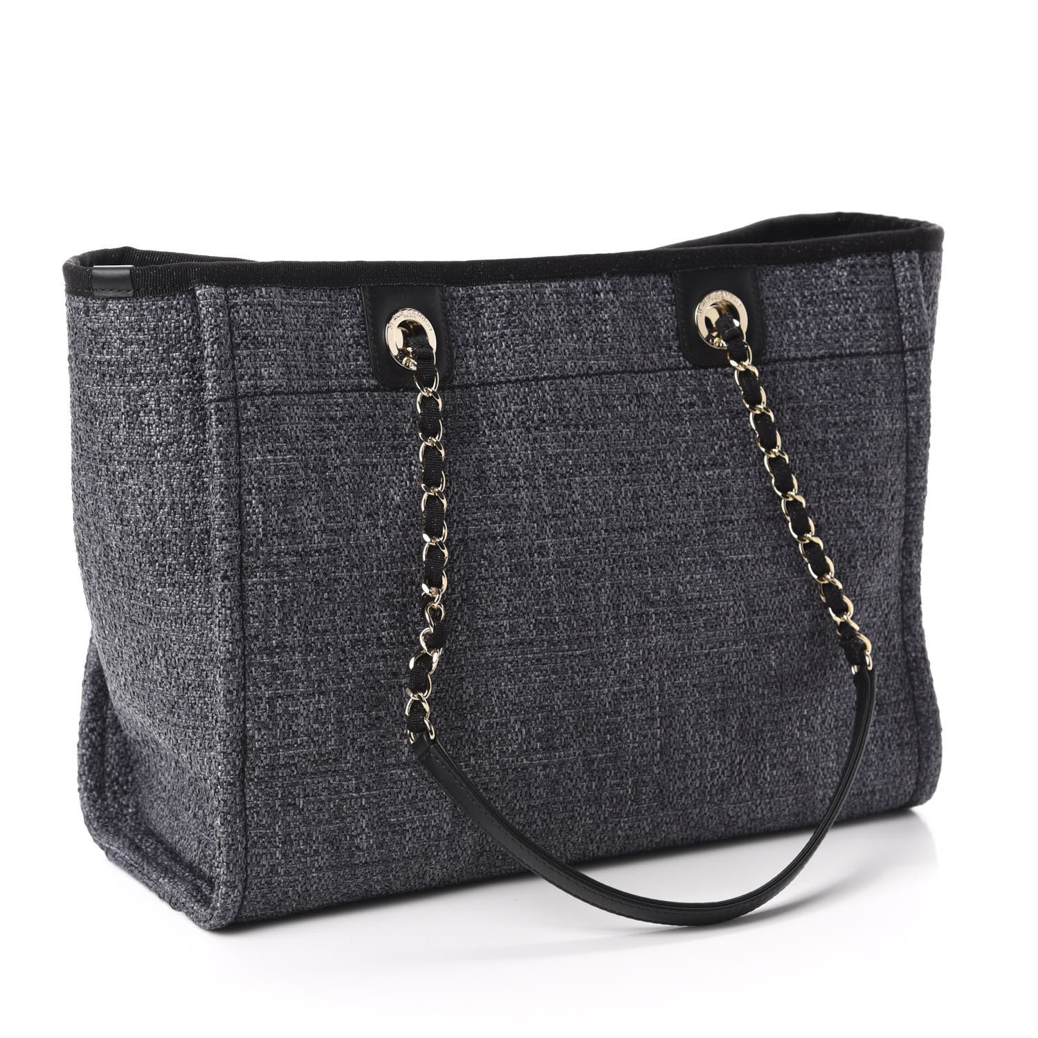 Chanel Woven Straw Raffia Small Deauville Tote Charcoal 3 of 11