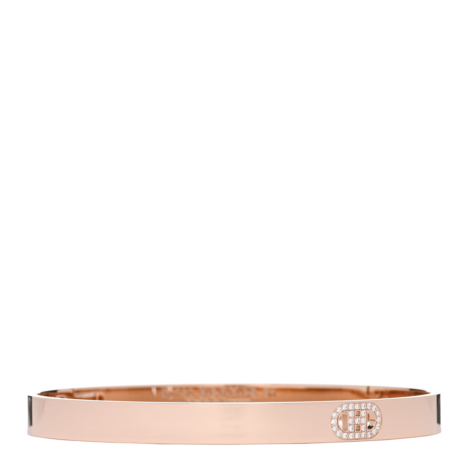Hermes 18K Rose Gold Diamond PM H D'Ancre Bracelet SH 1 of 4