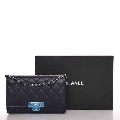 Chanel Lambskin Quilted Golden Class Wallet on Chain WOC Navy 9 of 9