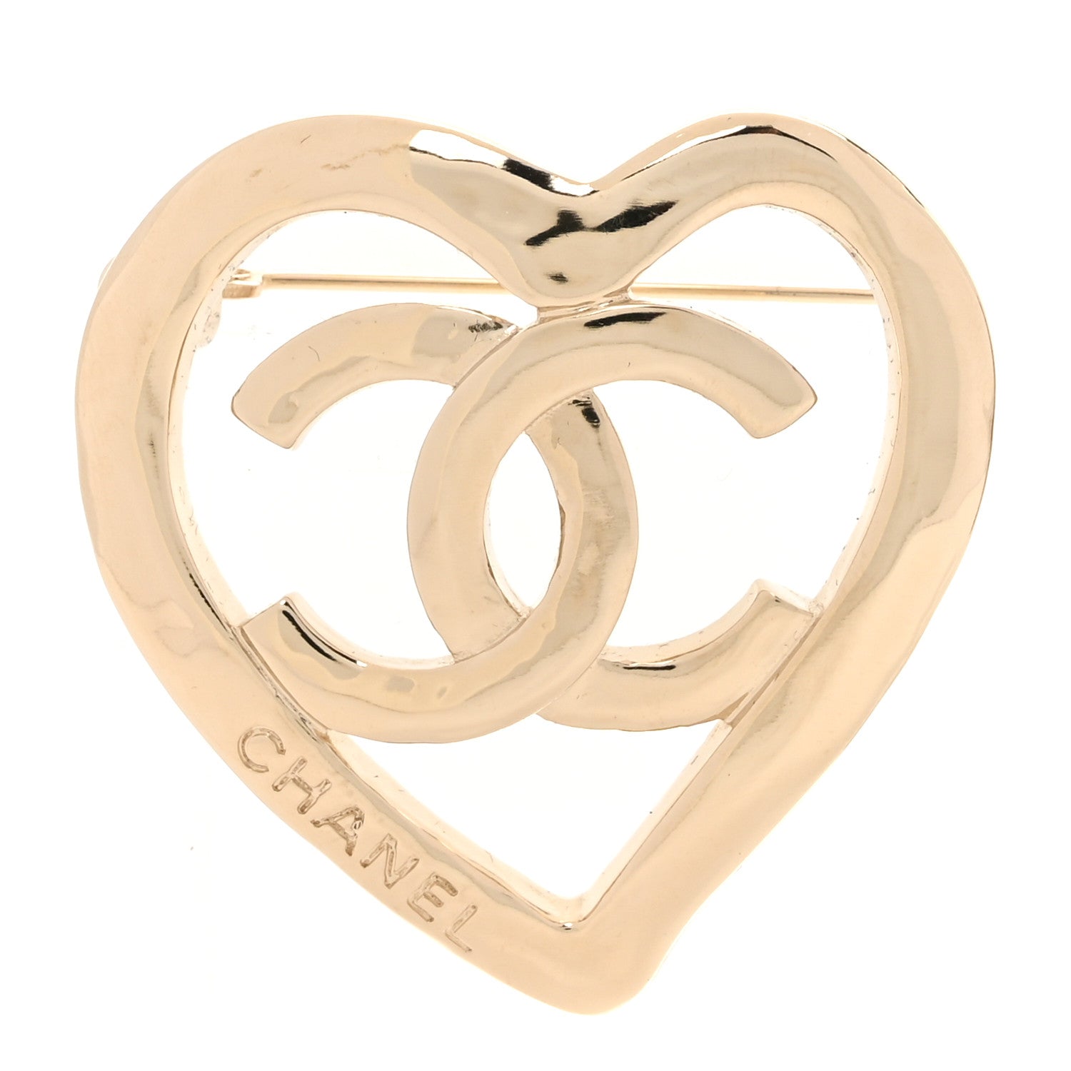 Chanel Metal CC Heart Coco In Love Brooch Gold 1 of 4