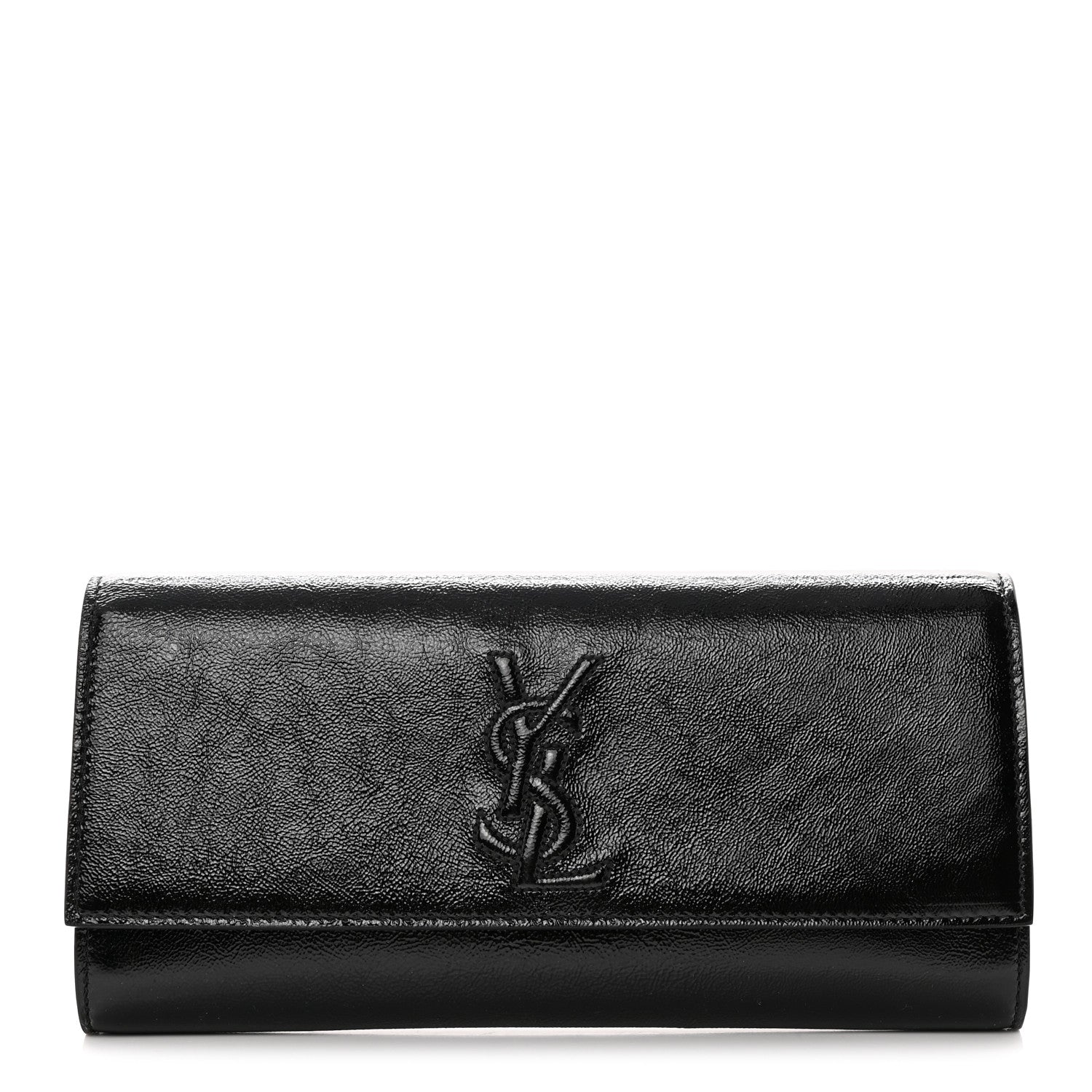 Saint Laurent Textured Patent Monogram Small Belle De Jour Clutch Black 1 of 8