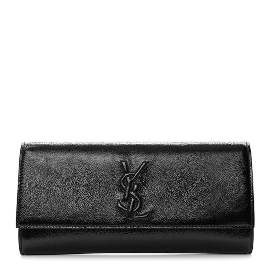 Textured Patent Monogram Small Belle De Jour Clutch Black