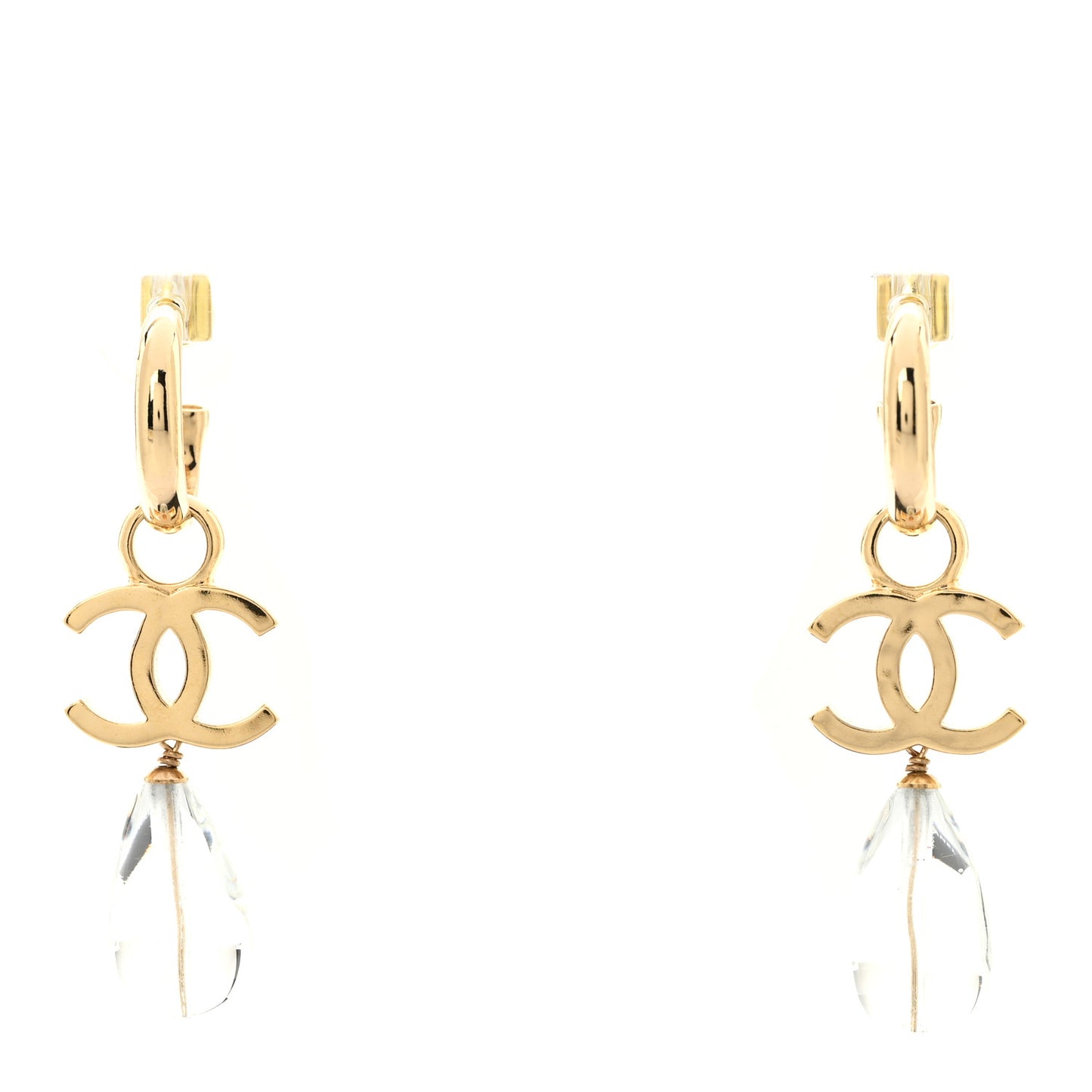 Bead CC Drop Earrings Gold