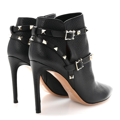Valentino Garavani Grained Calfskin Rockstud Double Buckle 100mm Ankle Boots 36.5 Black 5 of 9
