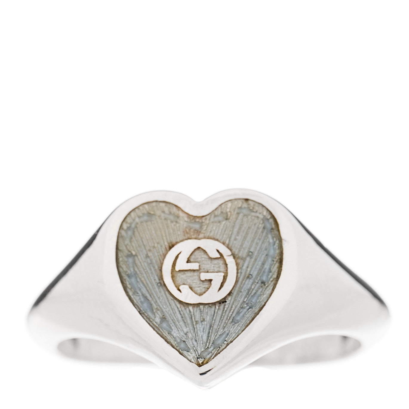 Sterling Silver Enamel GG Heart Ring 51 5.75 Blue