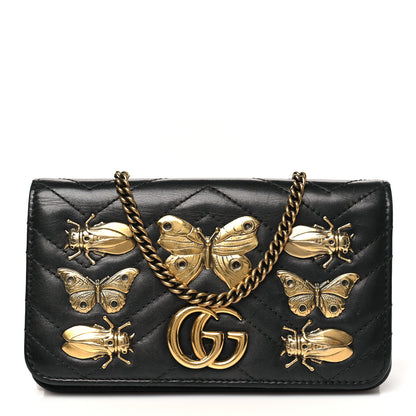 Gucci Calfskin Matelasse Mini Animal Studs GG Marmont Bag Black 1 of 10