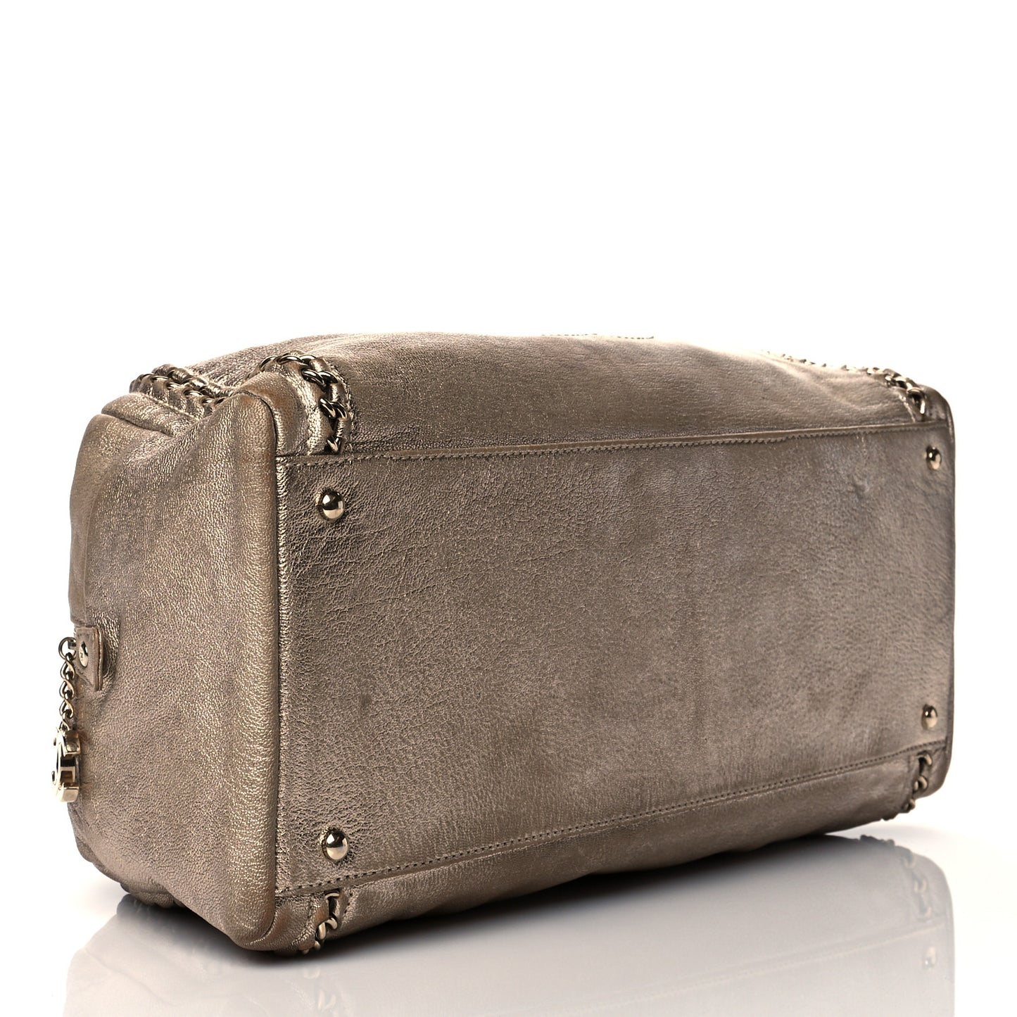 Metallic Goatskin Large Luxe Ligne Bowler Gold