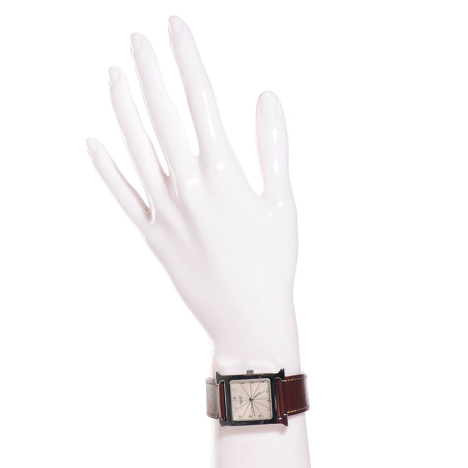 Hermes Stainless Steel Barenia 26mm Heure H Hour Quartz Watch Fauve 2 of 7