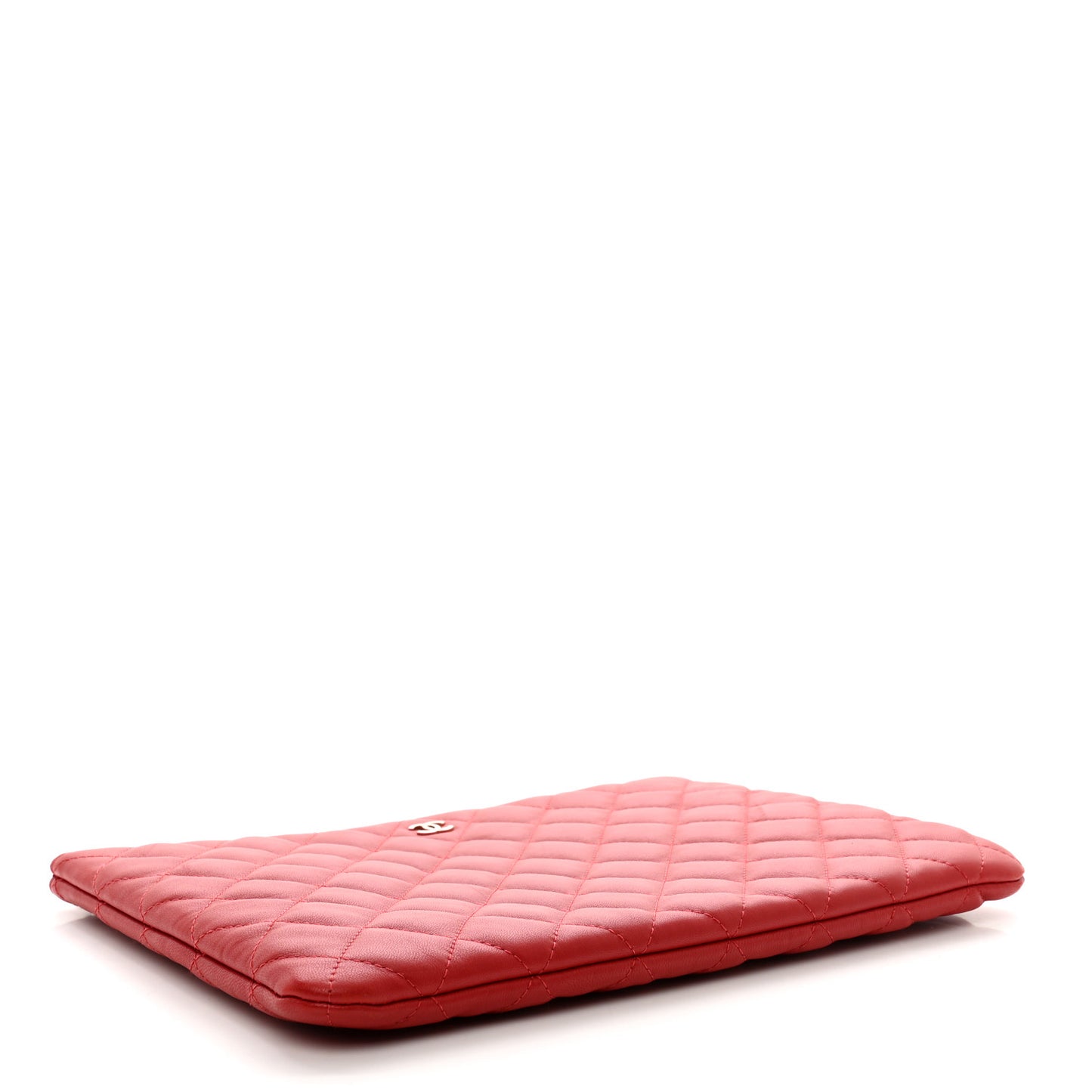 Lambskin Quilted Medium Casino Beauty CC Cosmetic Case Red
