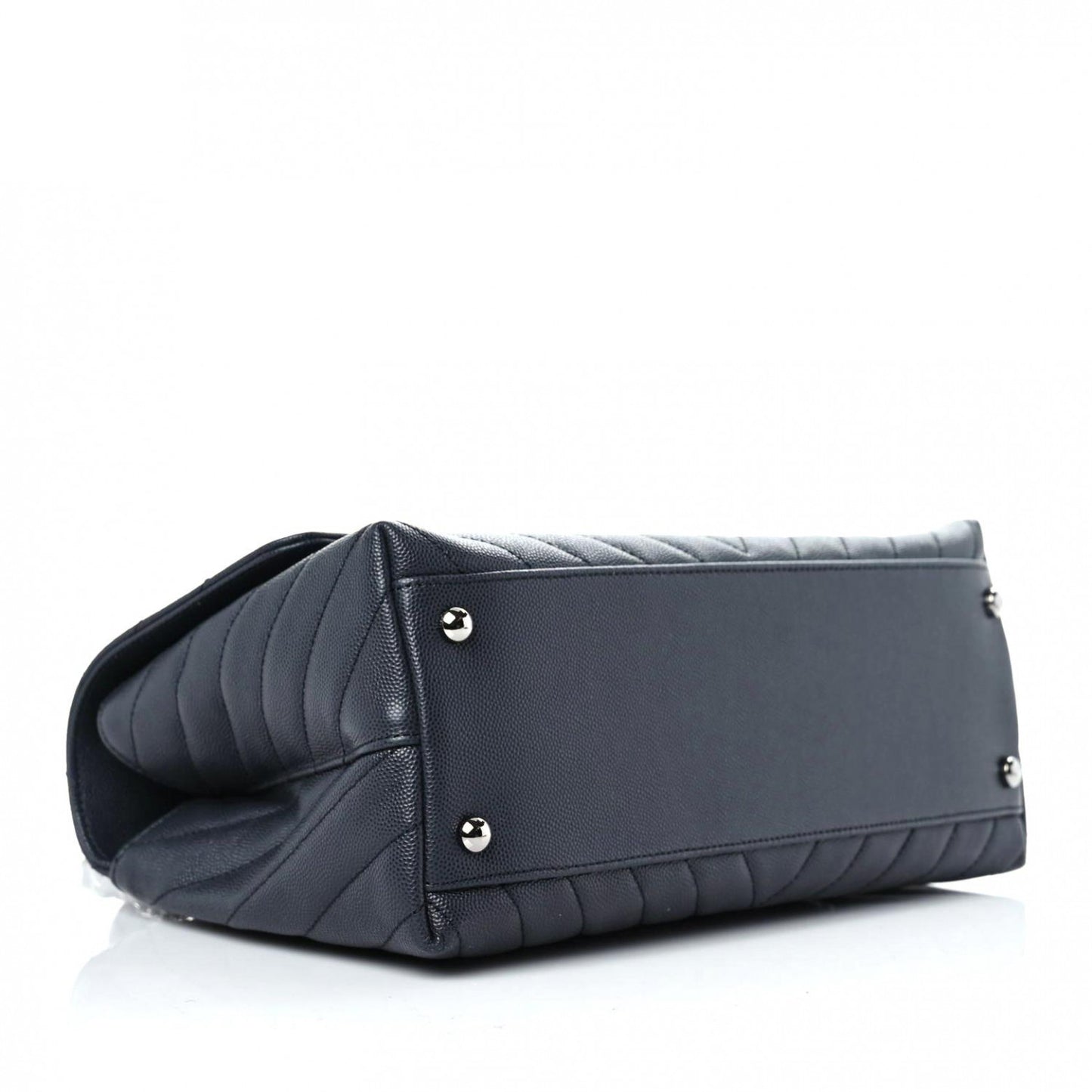Caviar Chevron Quilted Small Coco Handle Flap Dark Grey