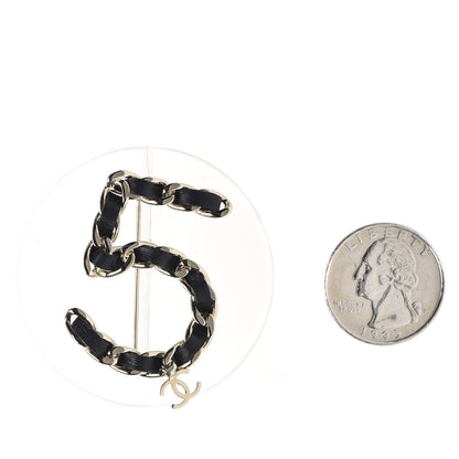 Chanel Metal Resin Lambskin N° 5 CC Drop Brooch Black Gold 2 of 4