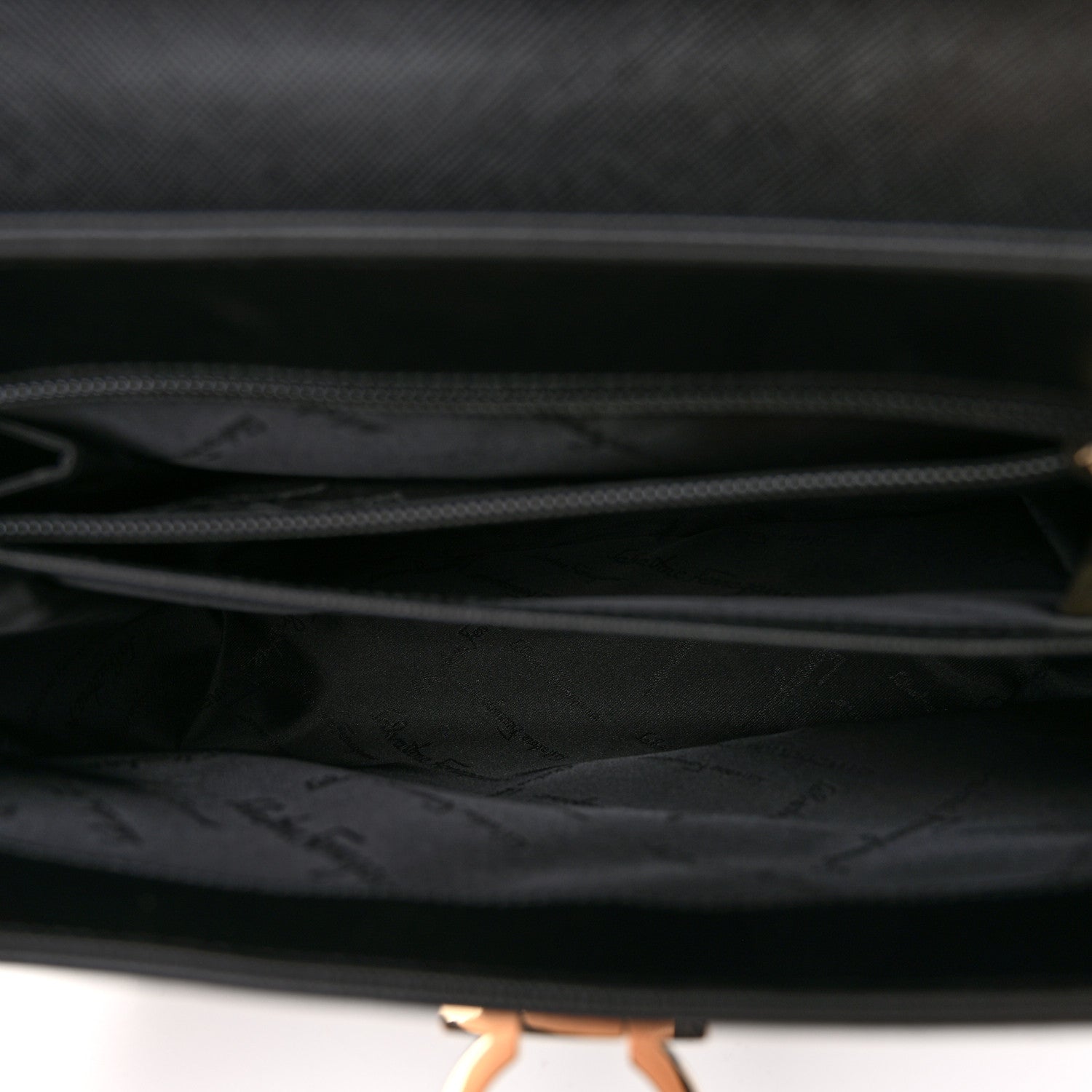 Salvatore Ferragamo Hammered Calfskin Gancini Top Handle Bag Black 5 of 9