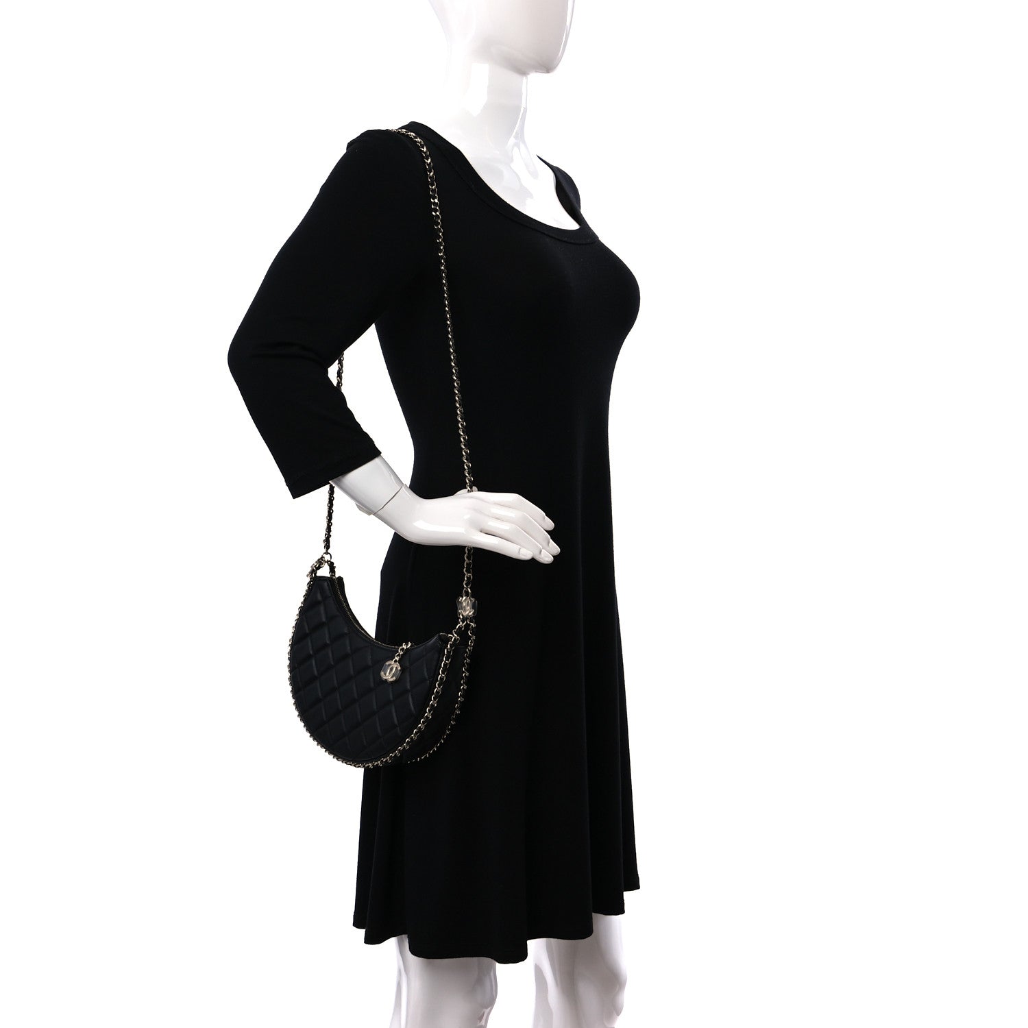 Chanel Lambskin Quilted Small Hobo Bag Black 2 of 10
