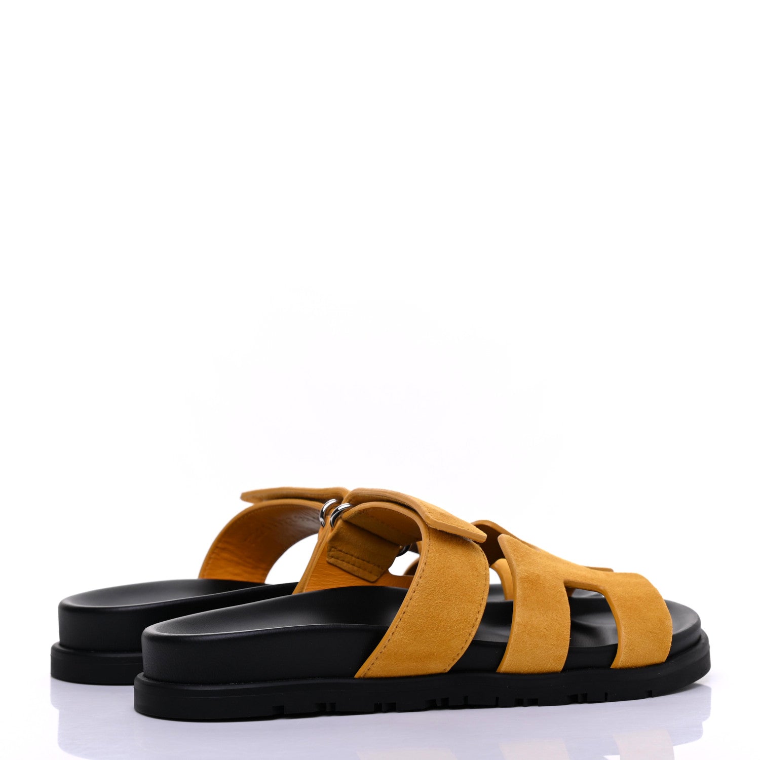 Hermes Suede Goatskin Womens Chypre Sandals 35.5 Jaune Mimosa 4 of 8