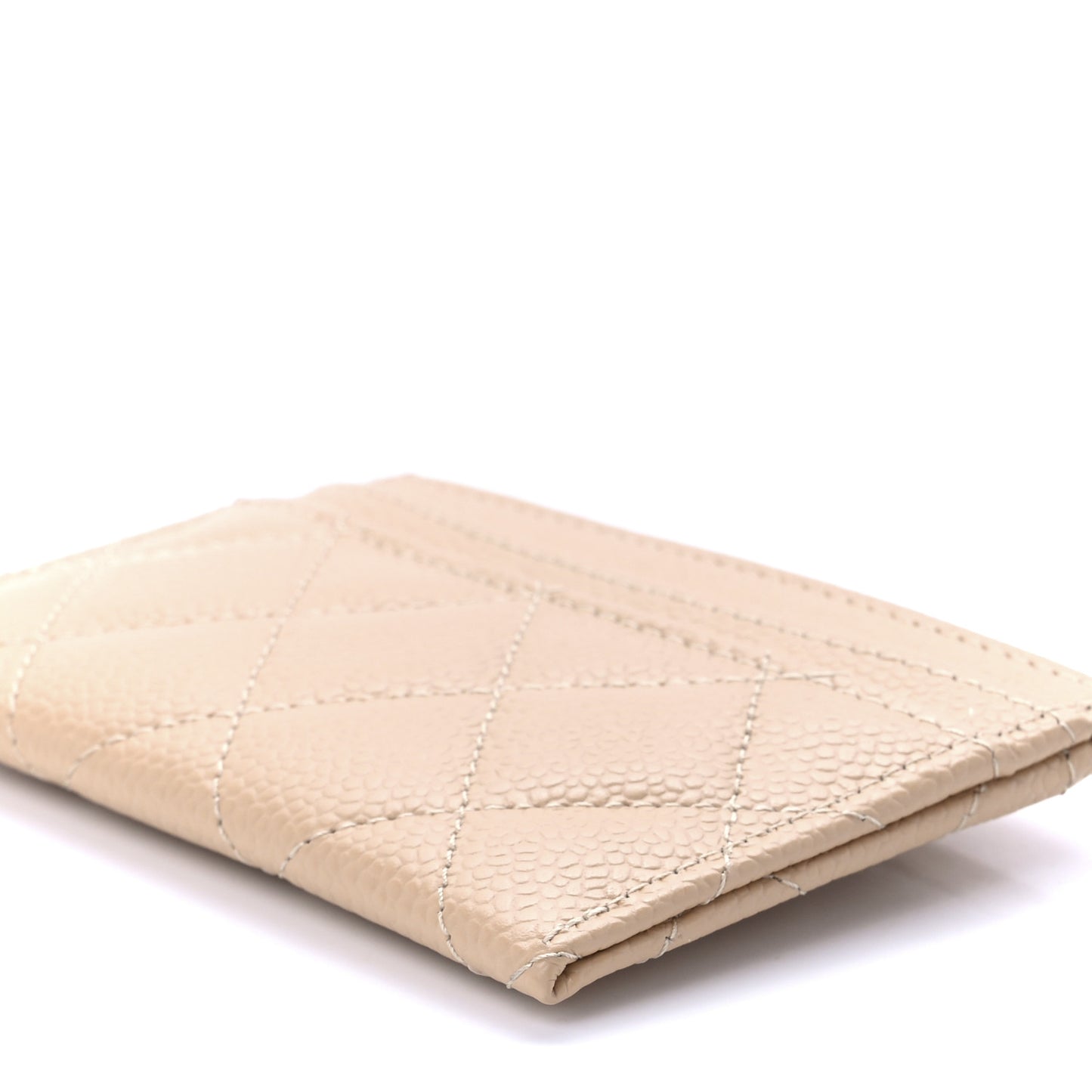 Caviar Quilted Card Holder Dark Beige