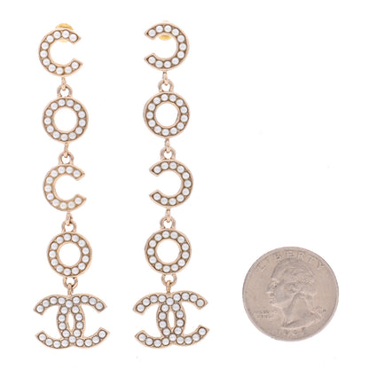 Chanel Pearl Coco Drop Earrings Gold 2 of 5