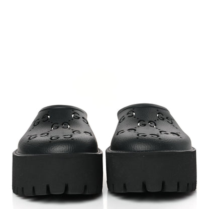 Gucci Rubber GG Monogram Perforated Elea Platform 55mm Lug Sole Sandals 39 Black 2 of 9