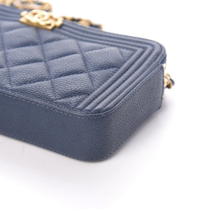 Chanel Caviar Quilted Small Boy Clutch With Chain Blue 12 of 12