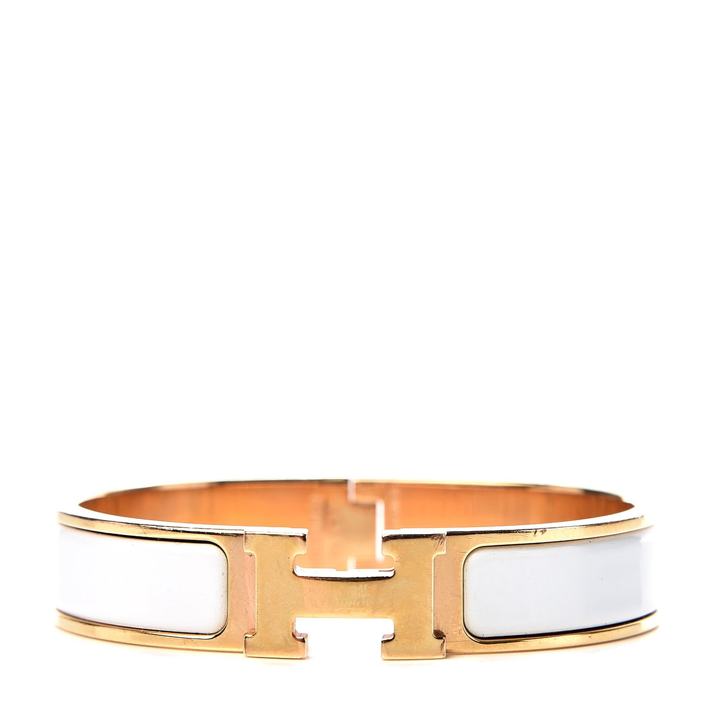 Enamel Narrow Clic Clac H Bracelet GM White