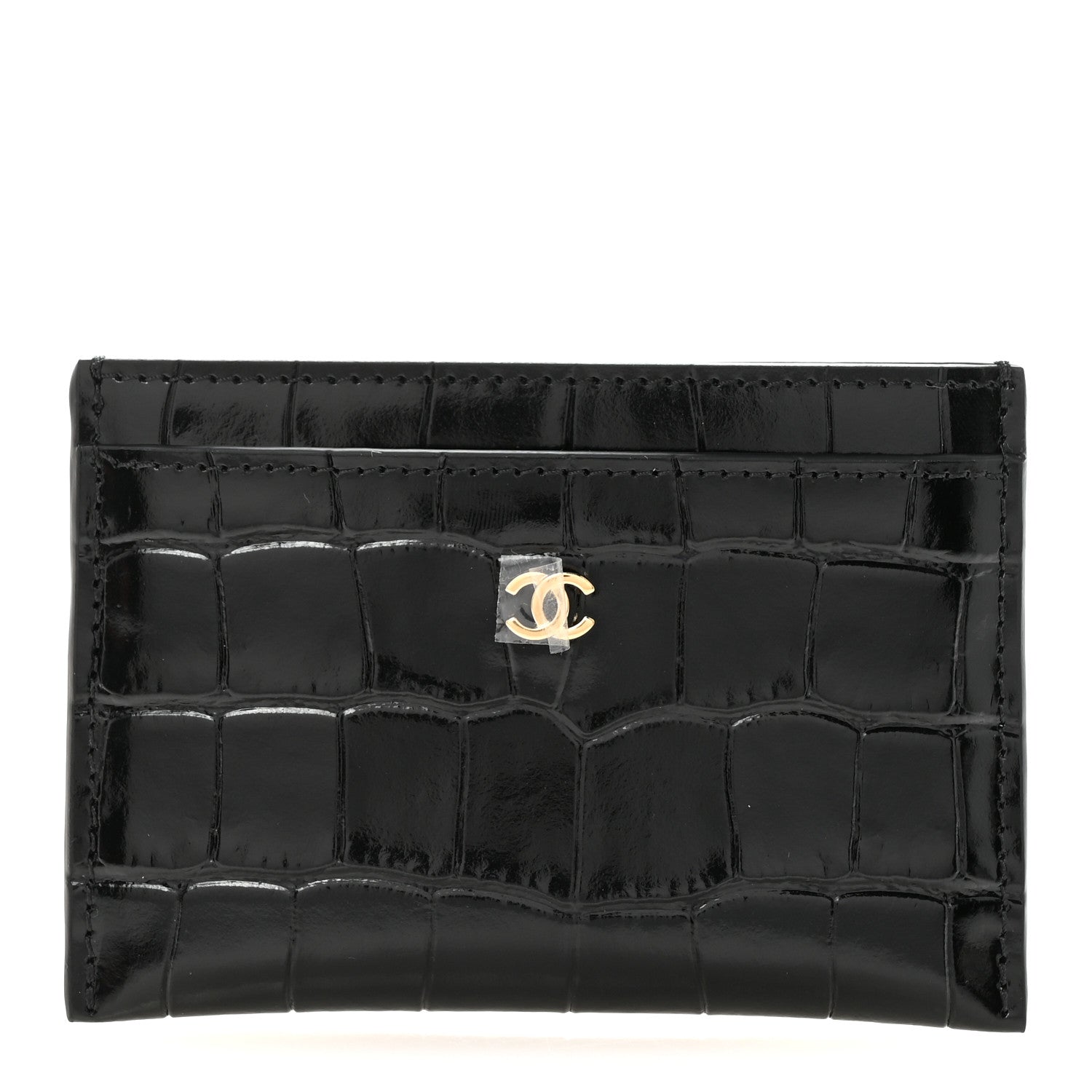 Chanel Calfskin Crocodile Embossed Crococo Card Holder Black 1 of 8