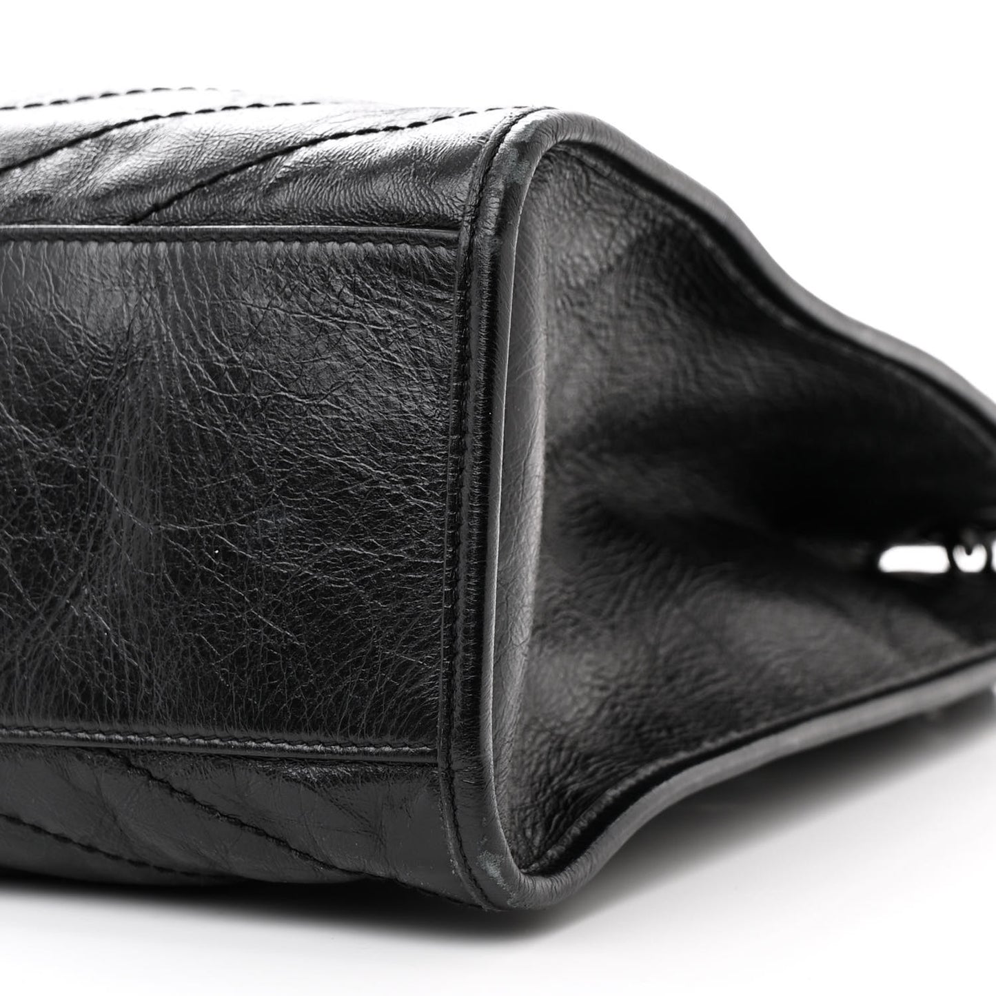 Crinkled Calfskin Matelasse Monogram Large Niki Shopper Tote Black