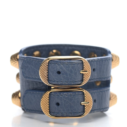 Balenciaga Agneau Arena Three Row Giant Gold Bracelet Bleu Persan 2 of 3