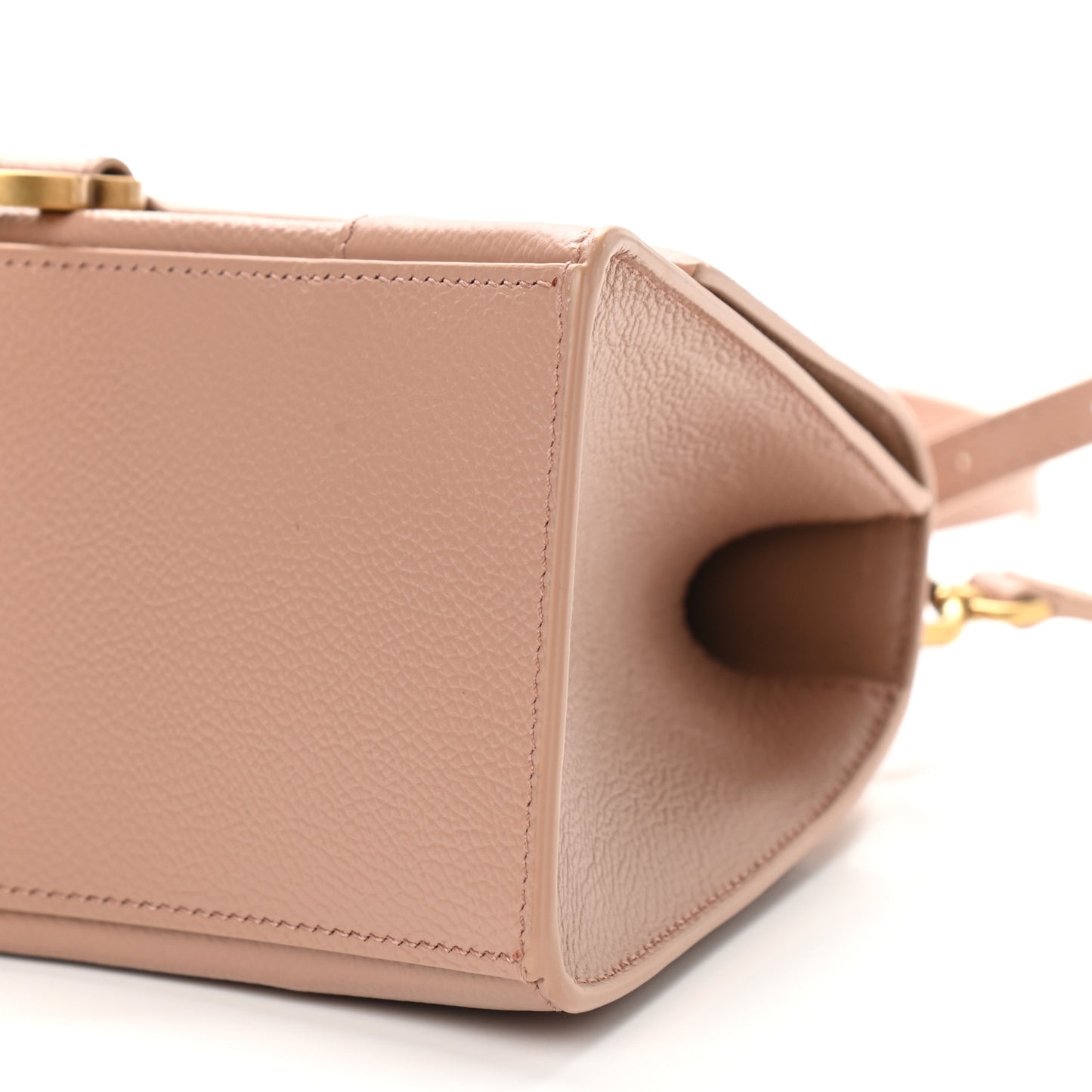 Grained Calfskin Small Hourglass Top Handle Bag Nude Beige