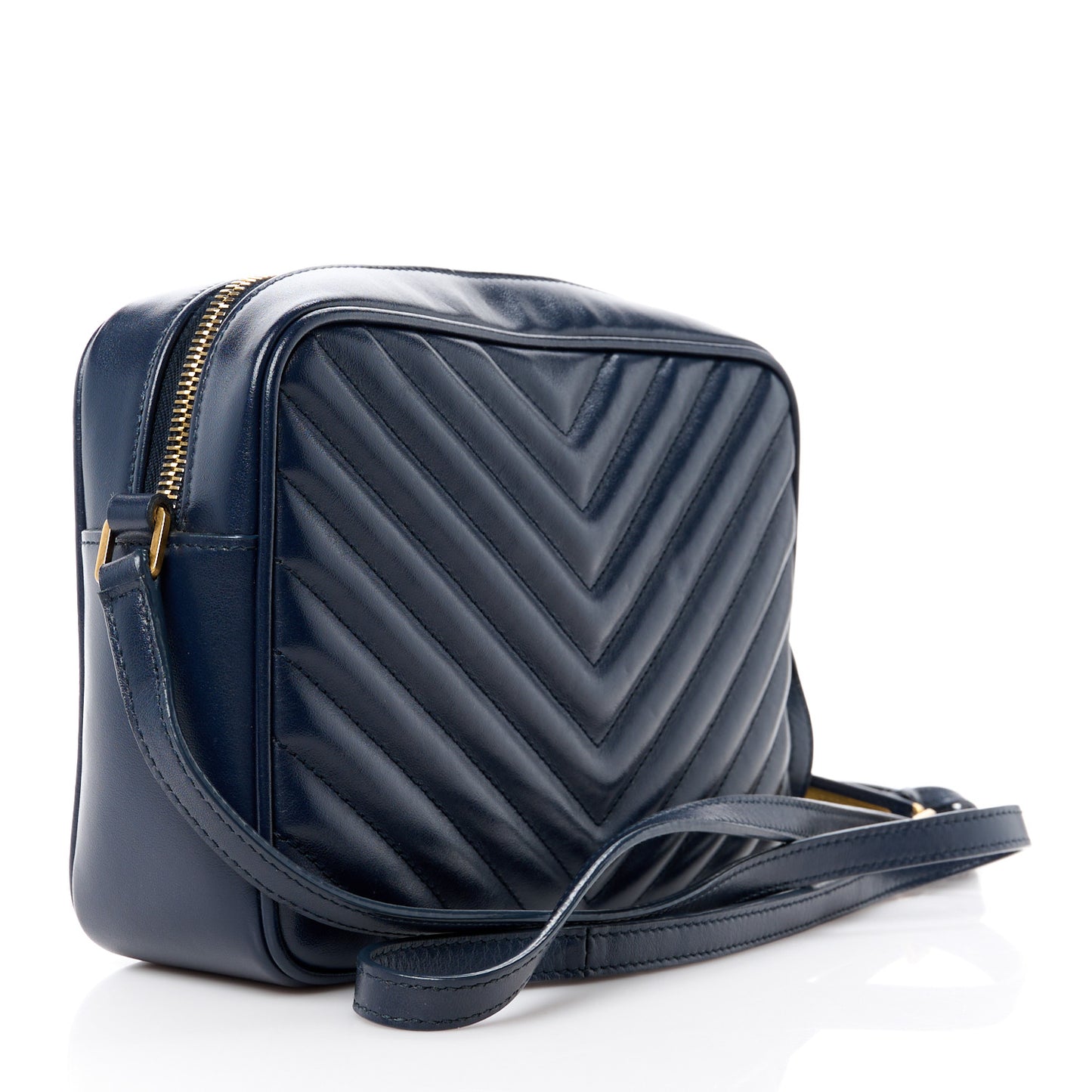 SAINT LAURENT Calfskin Matelasse Monogram Lou Camera Bag Navy
