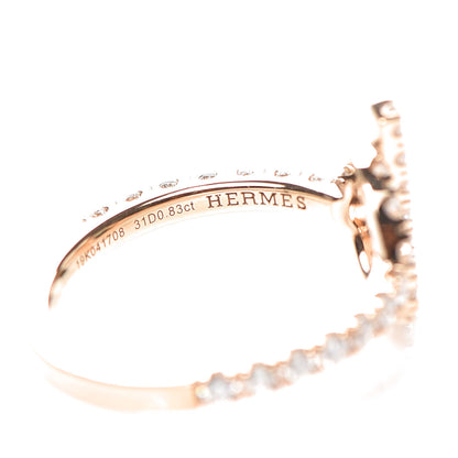 Hermes 18K Rose Gold Diamond Finesse Ring 55 7.25 5 of 6