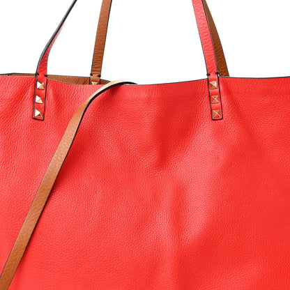 Valentino Garavani Pebbled Calfskin Medium Rockstud Reversible Tote Light Cuir Rosso Valentino 11 of 15