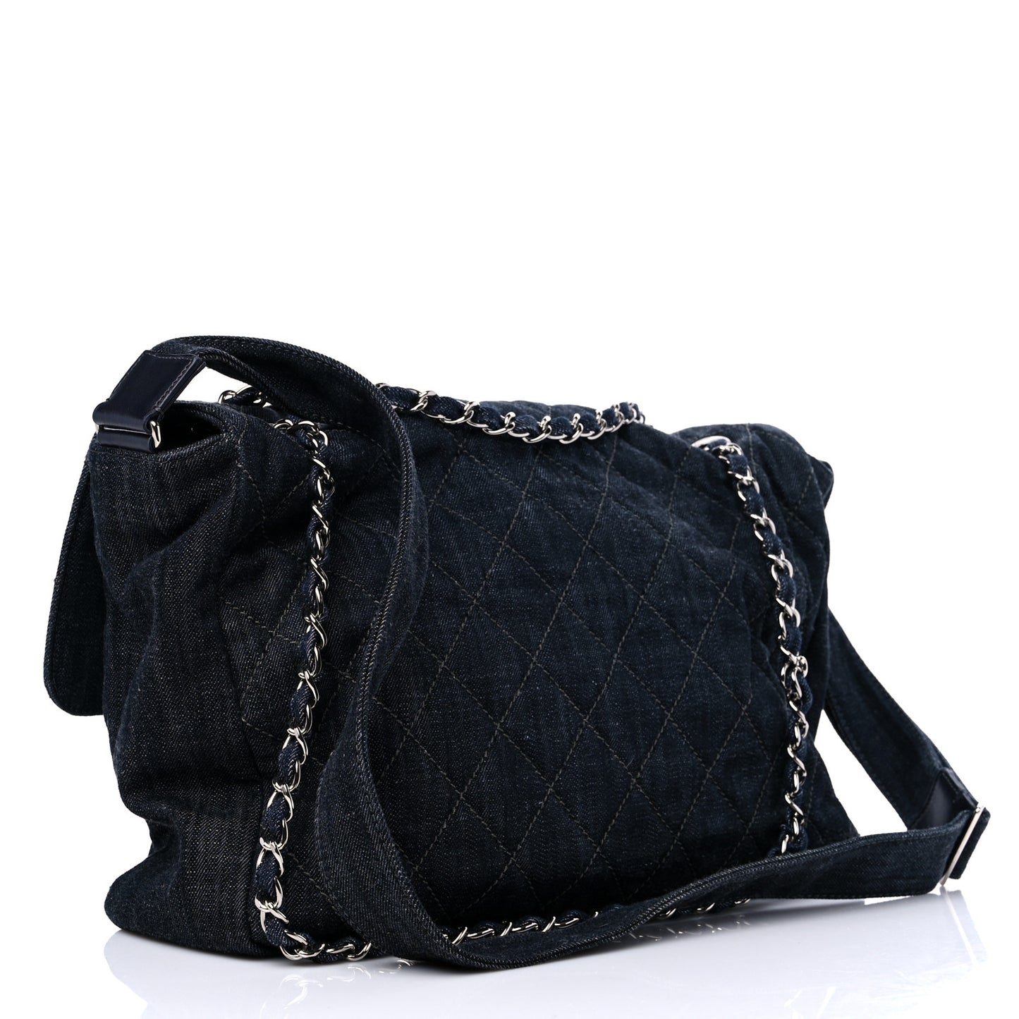 Denim Quilted Stretch Spirit Messenger Bag Dark Blue